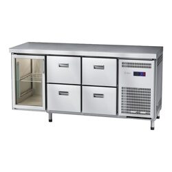 Стол холодильный низкотемпературный СХН-60-02 неохлаждаемая столешница без борта (ящики 1/2, ящики 1/2, дверь-стекло)