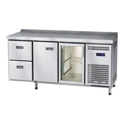 Стол холодильный низкотемпературный СХН-60-02 неохлаждаемая столешница с бортом (дверь-стекло, дверь, ящики 1/2)