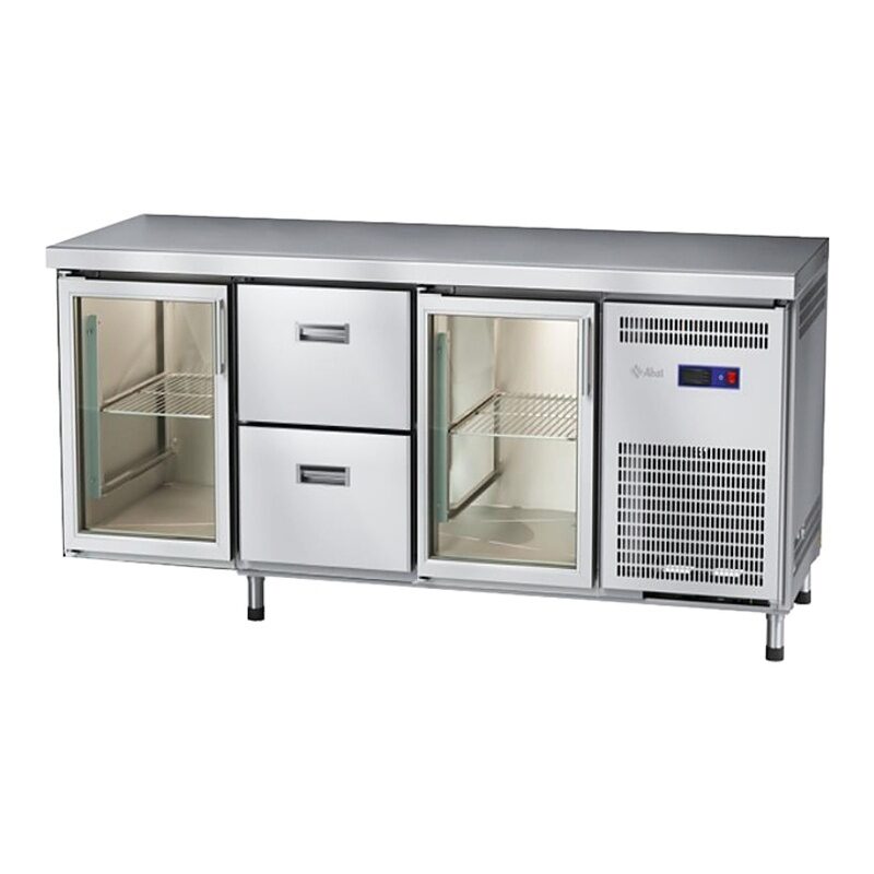 Стол холодильный низкотемпературный СХН-70-02 неохлаждаемая столешница без борта (дверь-стекло, ящики 1/2, дверь-стекло)