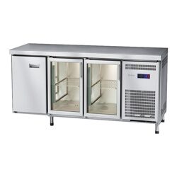 Стол холодильный низкотемпературный СХН-70-02 неохлаждаемая столешница без борта (дверь-стекло, дверь-стекло, дверь)