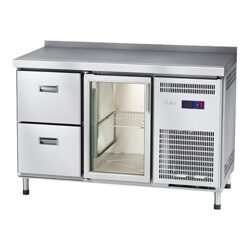 Стол холодильный среднетемпературный СХС-60-01-СО охлаждаемая столешница с бортом (дверь-стекло, ящики 1/2)